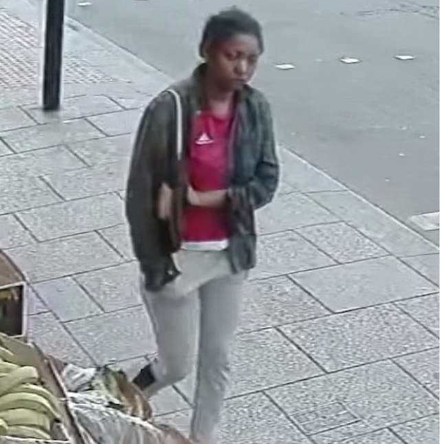 A CCTV image of Owami Davies walking north on London Road, Croydon away from West Croydon about 1230 on Thursday July 7.