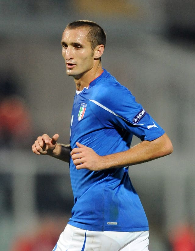 Giorgio Chiellini in action for Italy