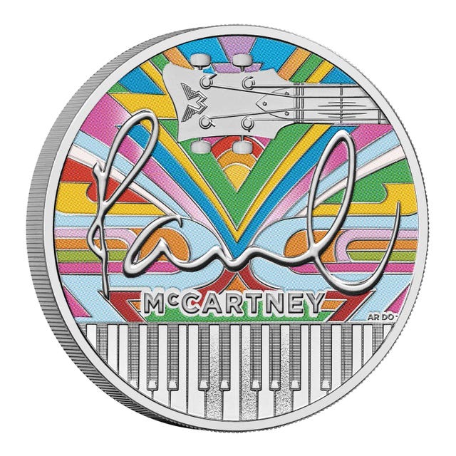 The Royal Mint's Paul McCartney 2024 UK £5 Brilliant Uncirculated Colour Coin Reverse Edge