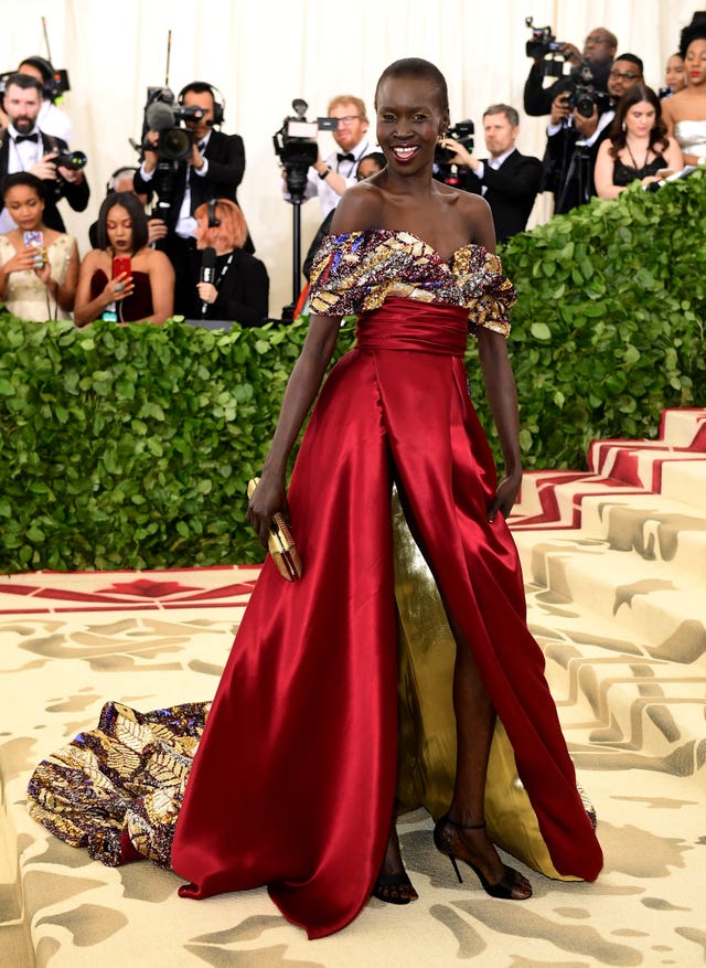 More red, from Alek Wek (Ian West/PA)