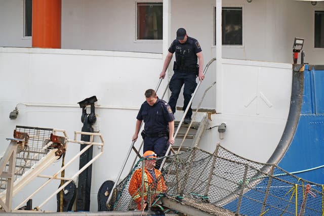 Police officers onboard the Polar Prince