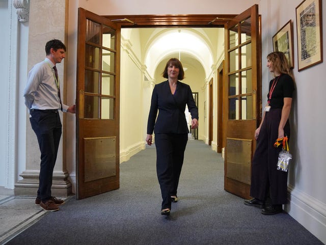 Chancellor Rachel Reeves ahead of a speech at the Treasury in London, to an audience of leading business figures and senior stakeholders, announcing the first steps the new Government will be taking to deliver economic growth 