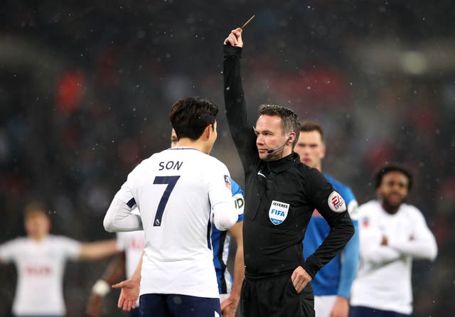 Son Heung-Min received a yellow card for unsporting behaviour 