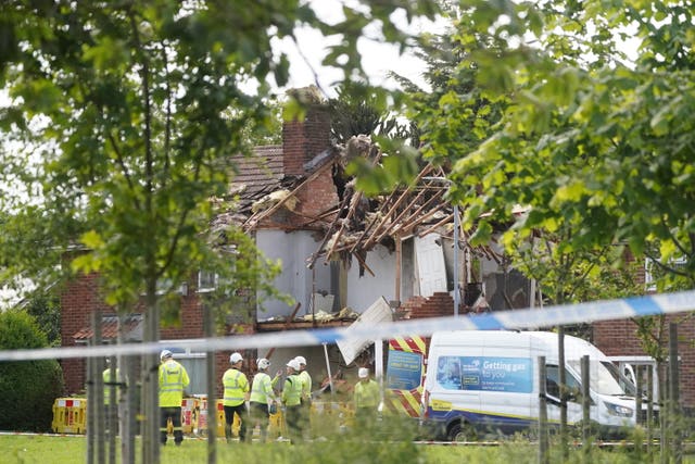 The scene of a suspected gas explosion at a property near Frampton Green in Middlesbrough
