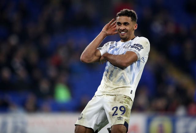 Dominic Calvert-Lewin celebrates scoring Everton's third