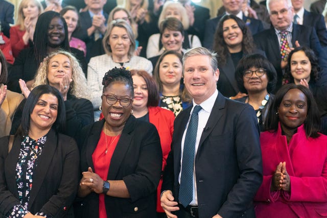 Labour Party leader Sir Keir Starmer welcomes Paulette Hamilton, the new MP for Erdington, to the Palace of Westminster in London (Stefan Rousseau/PA)