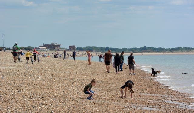 People on the beach at Southsea, Hampshire