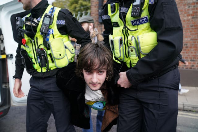 Patrick Thelwell was quickly arrested after he threw eggs at the King in York (Jacob King/PA)