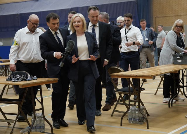 Former prime minister Liz Truss at the count for her Norfolk South West seat in July 