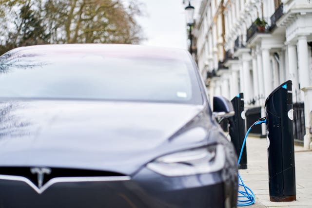 An electric car being charged