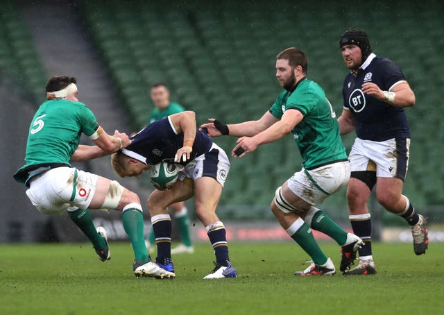 Scotland's Jaco Van Der Walt, second left, made an impressive debut