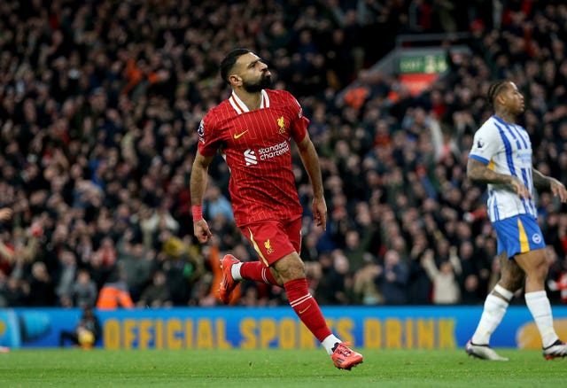 Mohamed Salah celebrates his goal