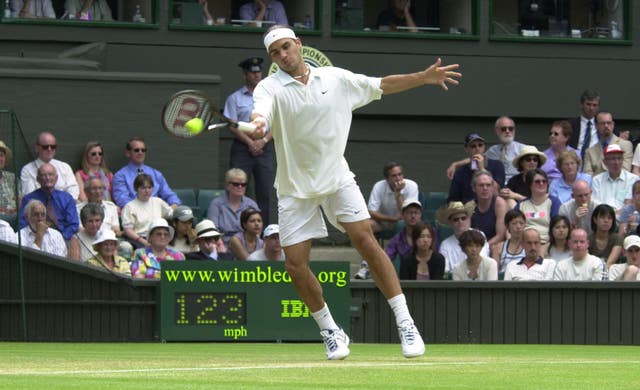 Roger Federer in action at Wimbledon as a teenager