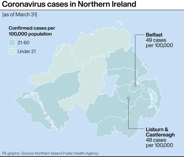 Coronavirus cases in Northern Ireland