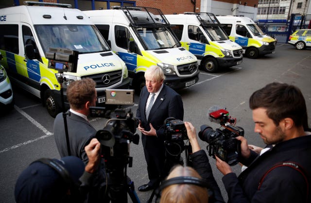 Boris Johnson speaks to media