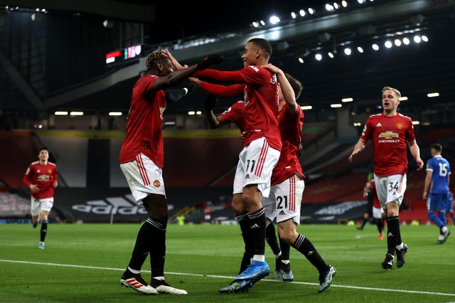 Manchester United’s Mason Greenwood celebrates his goal 