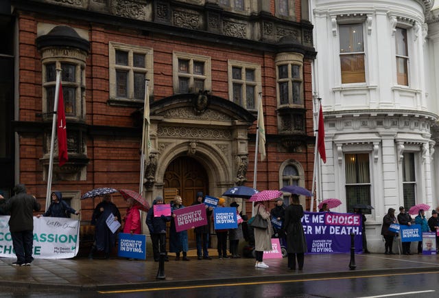 Demonstration outside the Isle of Man's parliament 