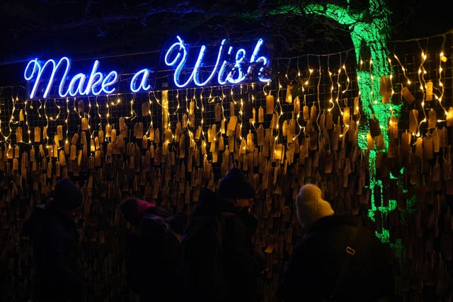 People make a wish during the trail