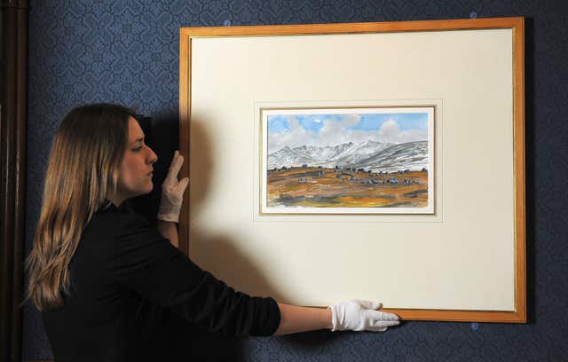 A watercolour painted by Prince Charles in 2012 entitled ‘Lochnagar from the Gelder Cottage’ (Andrew Matthews/PA)