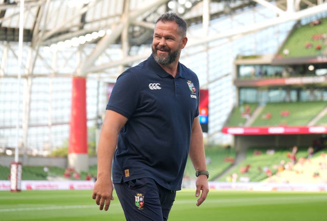 British and Irish Lions head coach Andy Farrell before the Lions 1888 Cup match at the Aviva Stadium in Dublin, Ireland on Friday