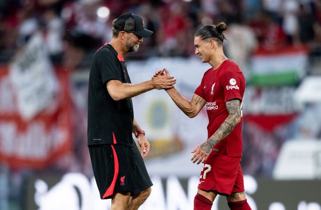 Klopp (left) has welcomed Darwin Nunez (right) into his squad