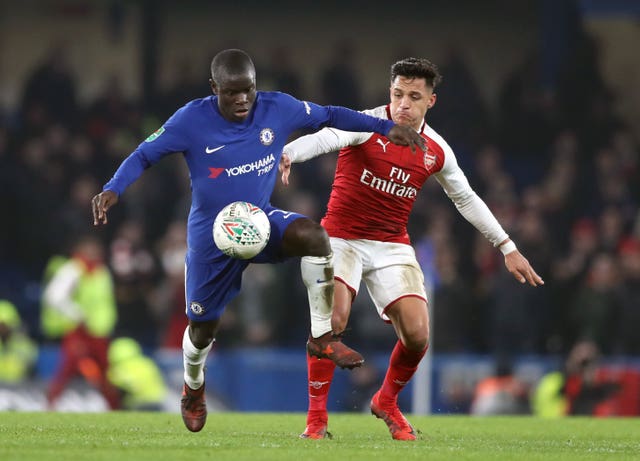 Sanchez (right) played in the first leg of Arsenal's Carabao Cup semi-final against Chelsea as the game finished goalless.