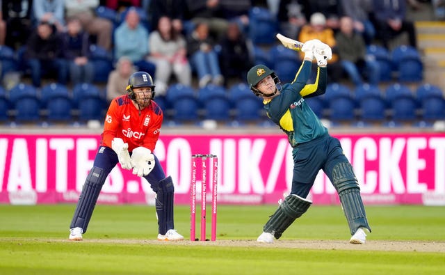 Jake Fraser-McGurk hits a six for Australia