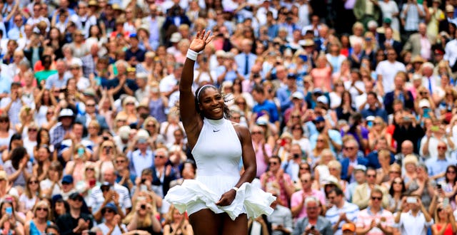 World number one Serena Williams celebrates winning a seventh Wimbledon and 22nd Grand Slam title. The American beat Angelique Kerber 7-5 6-3 on Centre Court in 2016 to equal Steffi Graf's Open era record of major titles. German fourth seed Kerber had beaten Williams in the Australian Open final in January but could not produce another shock
