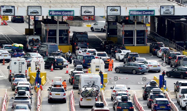 Cars queue at the Port of Dover 