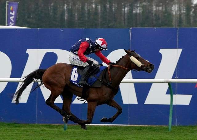 A horse running during the Scottish Grand National 