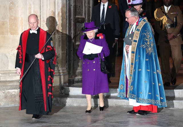 The Queen leaves Westminster Abbey after the service