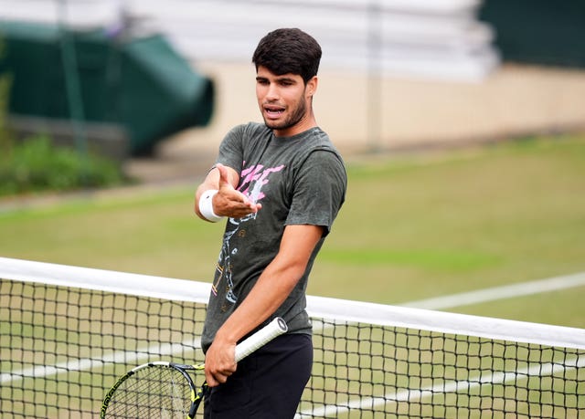 Carlos Alcaraz during a practice session