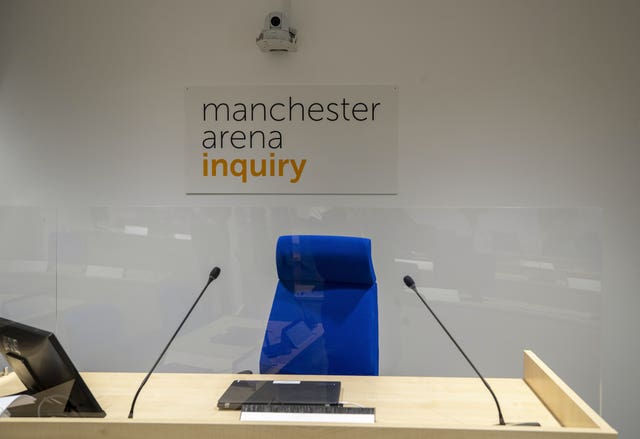 A general view inside the room where the Manchester Arena Inquiry is being held (Peter Byrne/PA)