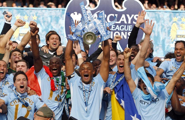 Manchester City celebrate winning the Premier League in 2012