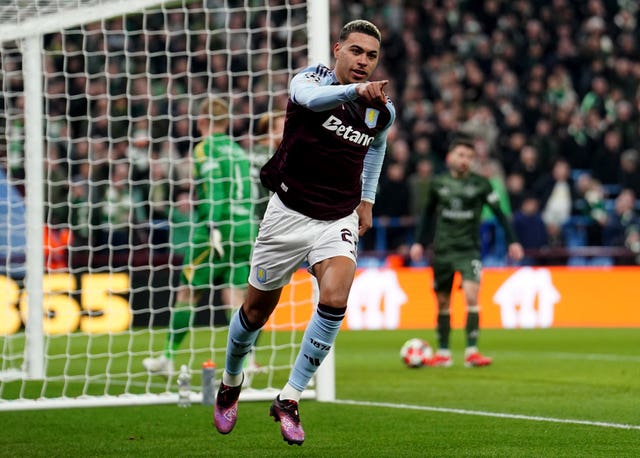 Morgan Rogers points during his celebration