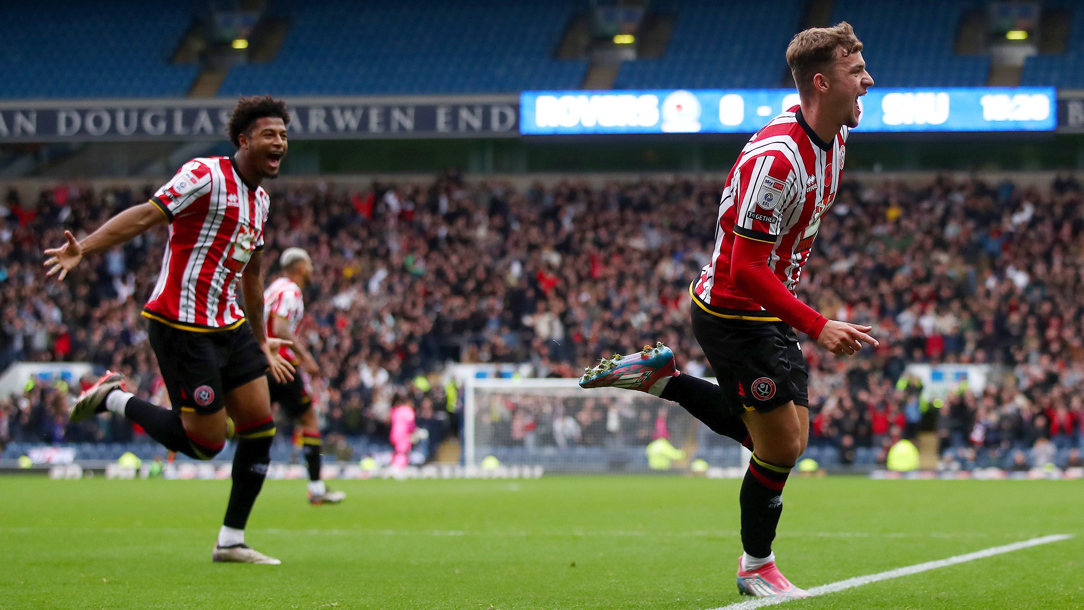 Harrison Burrows, right, broke the deadlock (Tim Markland/PA)
