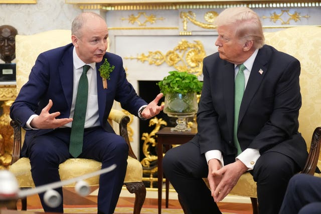 Micheal Martin speaking to Donald Trump