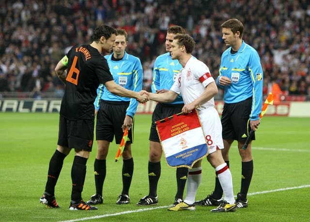 Scott Parker, right, captained England at Wembley in February 2012 against the Netherlands