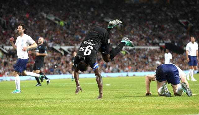 Bolt had a taste of the action at Soccer Aid