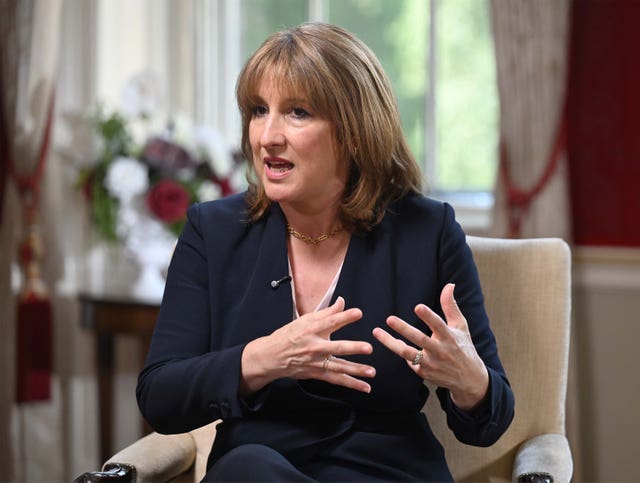 Rachel Reeves gesturing during an interview for the BBC1 current affairs programme, Sunday With Laura Kuenssberg