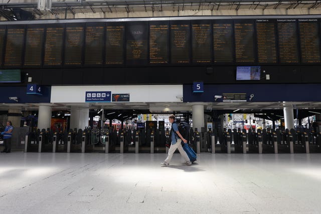A passenger at London Waterloo station