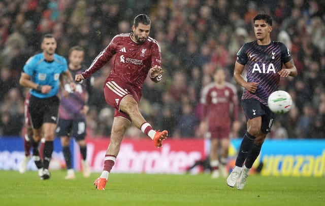 Dominik Szoboszlai scores Liverpool’s third goal of the game