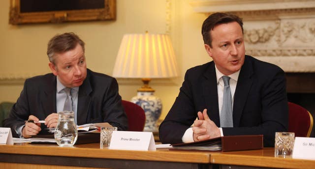 David Cameron and Michael Gove attend a meeting on education at 10 Downing Street in 2012