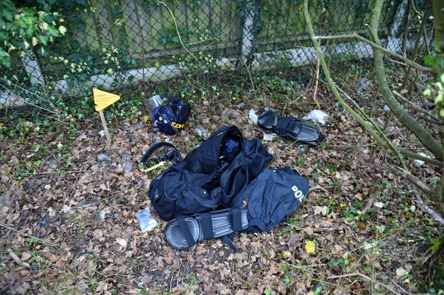 Police riot equipment left at the scene