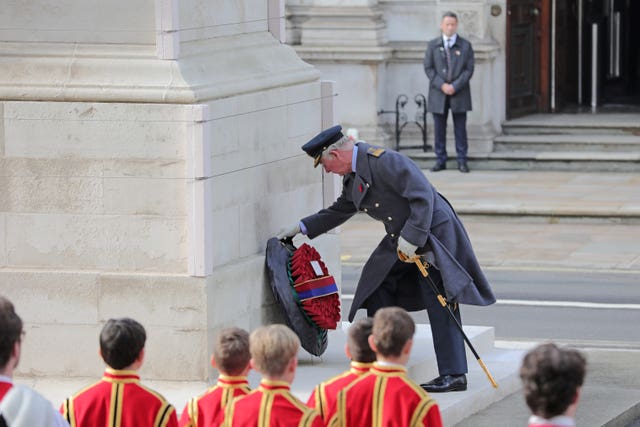 The Prince of Wales lays a wreath
