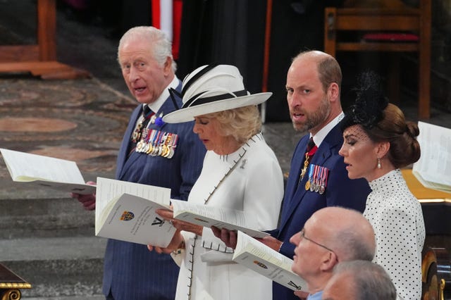 The royal family at the service in Westminster Abbey