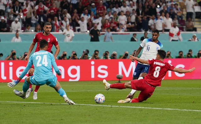 Marcus Rashford scores England's fifth goal 