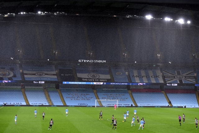 Manchester City play in front of an empty Etihad Stadium