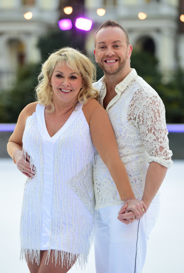 Cheryl Baker and partner Dan Whiston (David Mirzoeff/PA)