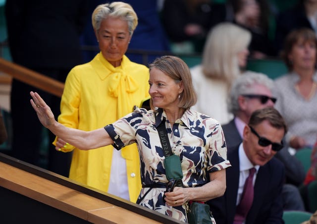Jodie Foster in the Royal Box on day nine of Wimbledon
